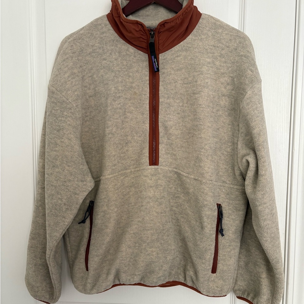 Patagonia Beige and Rust Zip-Up Sweater